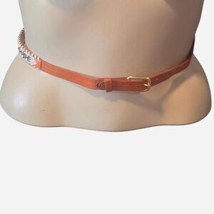 handmade Native Orange and Brown beaded‎ Belt